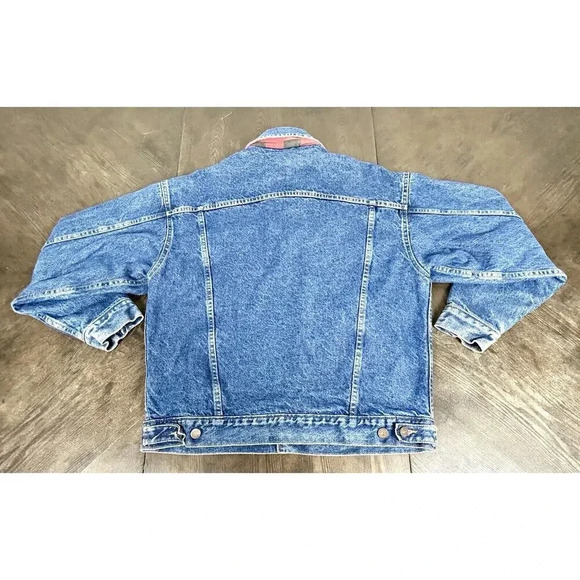 Vintage Plain Pockets Jean Jacket Men's Size Medium Denim Plaid Made in Mexico - Picture 7 of 11